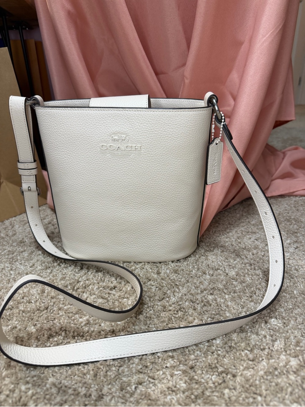 Coach Sophie Bucket Bag CR153 Chalk Pebbled Leather Crossbody